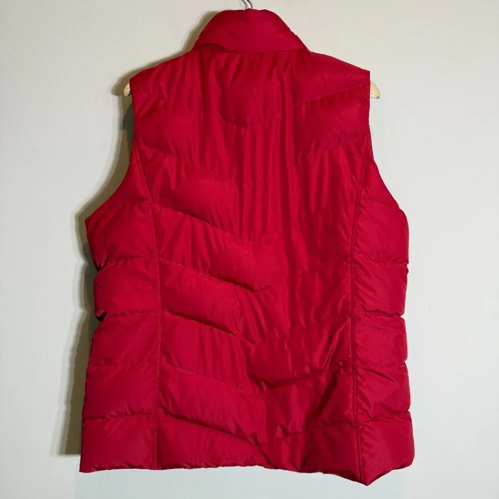 Lands' End Quilted Down Puffer Vest Women's Large Tall Red Insulated Outdoor